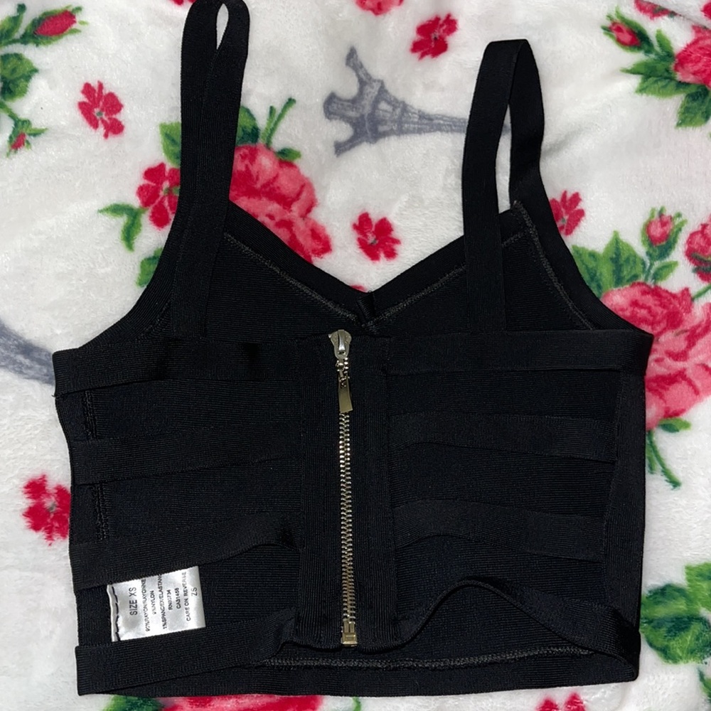 XS Black Bondage Open Back Crop Top